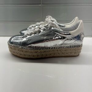 Silver Espadrille Platform Sneakers BECKY